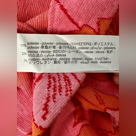 Zara High Waist Elastic Pink and Orange Floral Pants Size Small - Picture 10 of 10